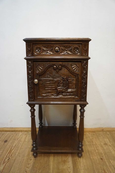 STARA SZAFKA BRETROŃSKA stolik nocny bogato rzeźbiona