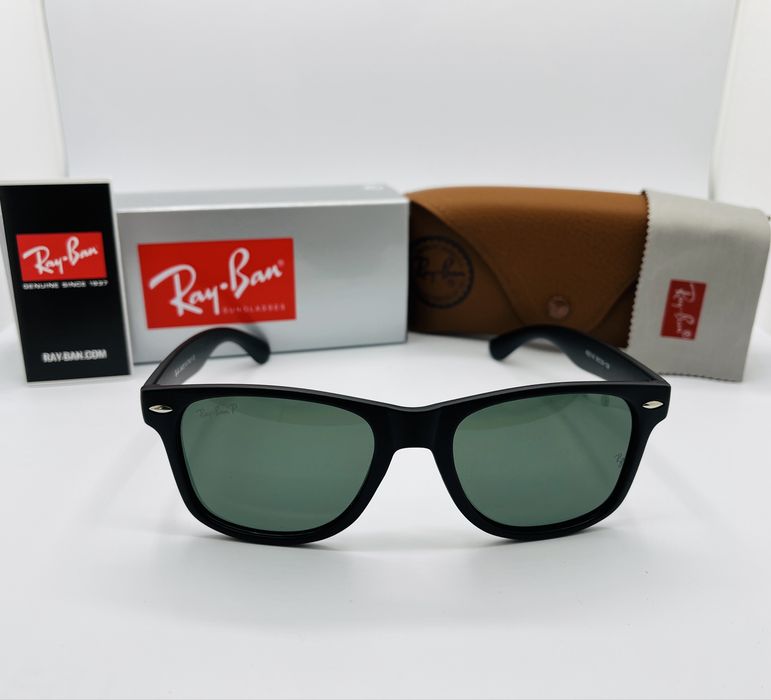 Поляризационные очки Ray Ban Wayfarer 2140P Matt Black|Green