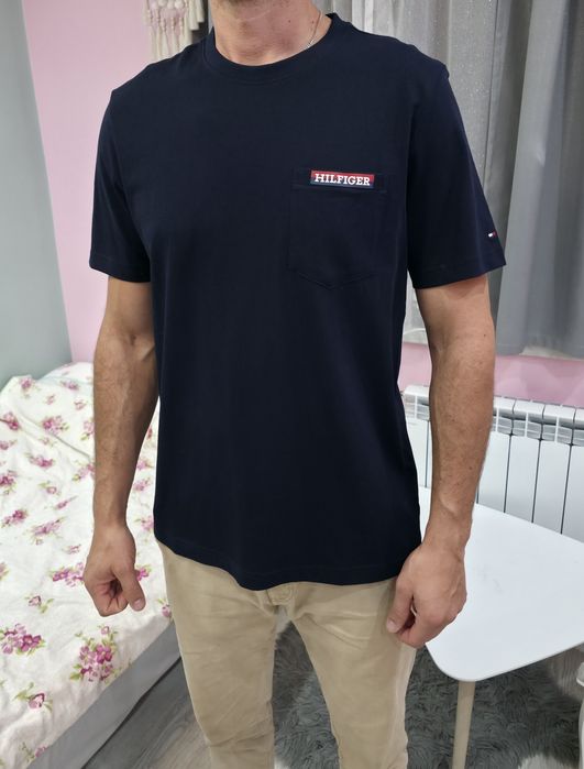 Granatowa nowa koszulka t-shirt męski Tommy Hilfiger L
