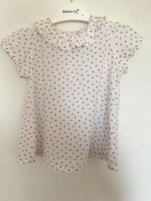 Bluzeczka w róże z kołnierzykiem Benetton Baby