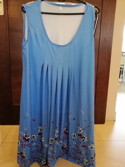 letnia niebieska sukienka na ramiączkach 40 42