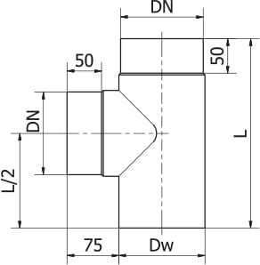 TRÓJNIK T czarny kominowy Stal  Ø 180mm 2mm