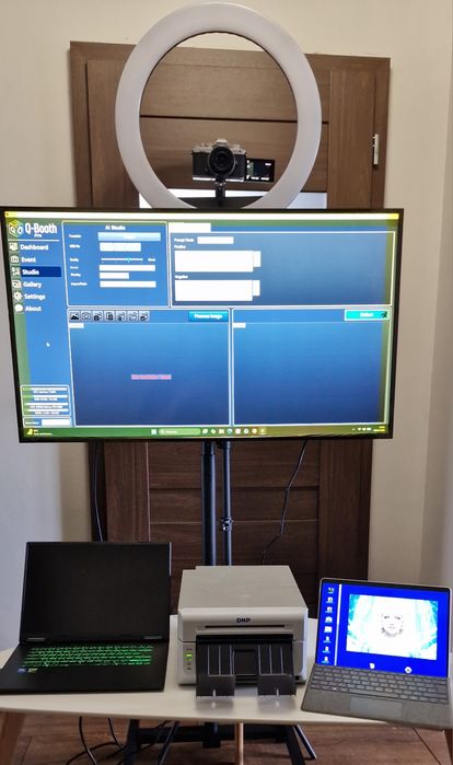 Mobilne studio fotograficzne AI /Fotobudka / RTX 5080 / DNP DS 620 / Surface Pro 8 / Nikon Z fc / Iiyama 43"