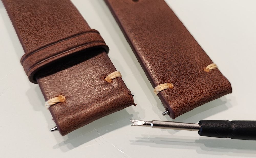 Nowy pasek brązowy do zegarka 20mm skórzany impregnowany auto odpinani