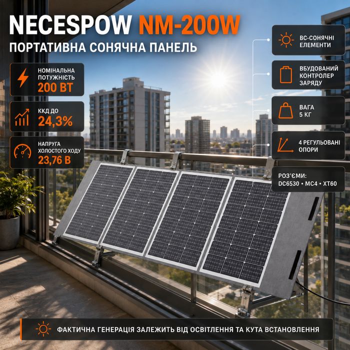 Складна сонячна панель NECESPOW NM-200W 200 Вт