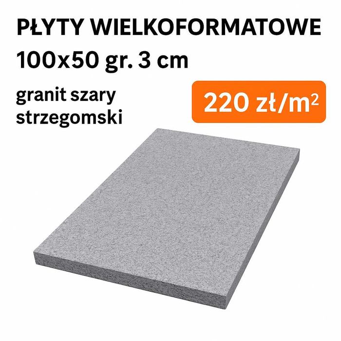 płyty granitowe wielkoformatowe 100x50x3 / Polski granit