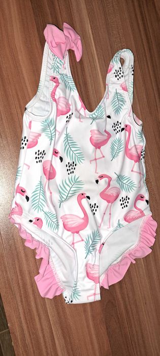 Strój kąpielowy dla dziewczynki jednoczęściowy flamingi rozmiar 90