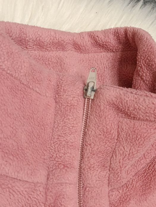 Kamizelka damska bezrękawnik polar brudny róż na suwak vintage Ewrino