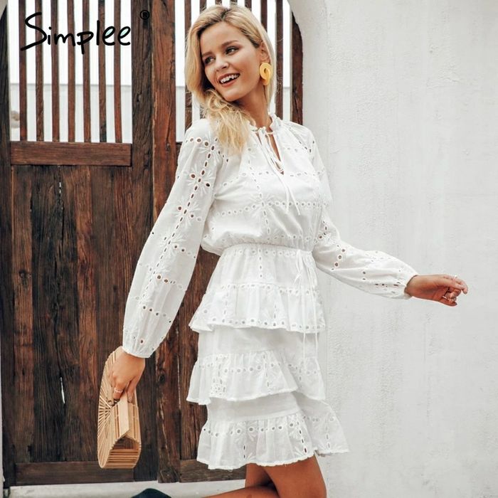 Piękna biała sukienka ażurowa Boho r S M L