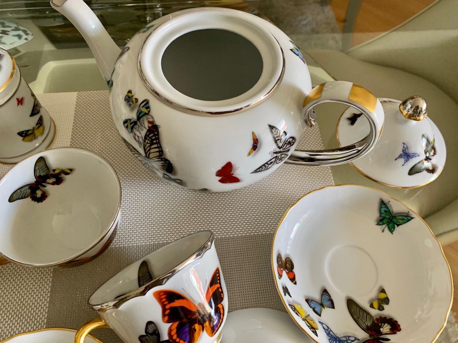 Conjunto de chá Butterfly Vista Alegre