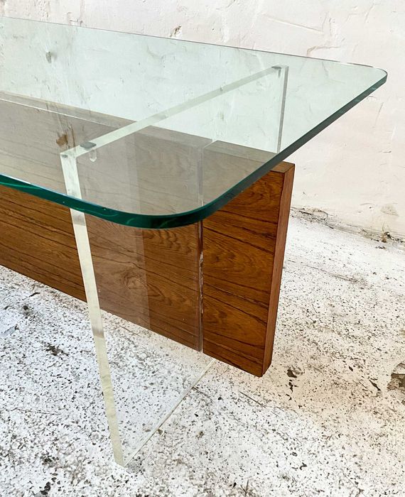 Stolik palisander akryl szkło lata 70 vintage