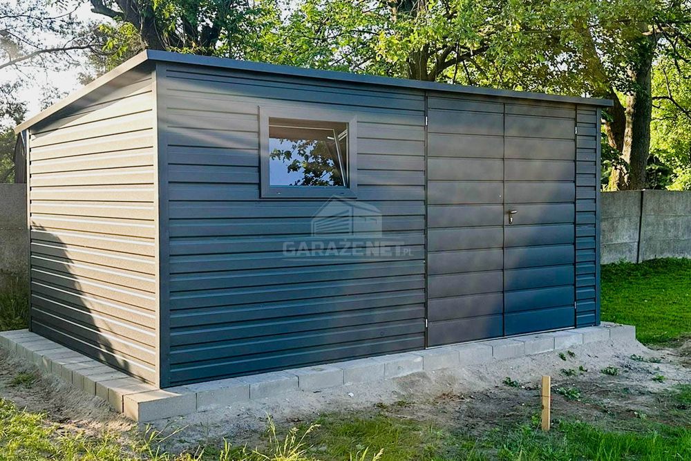 SCHOWEK DOMEK OGRODOWY 4,5X2,5M Antracyt Dach Spad W Tył GB478