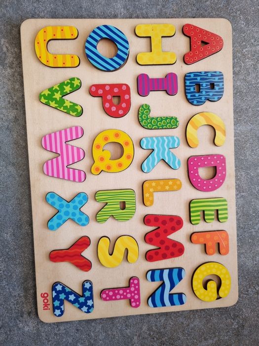 Układanka drewniana alfabet cyfry goki