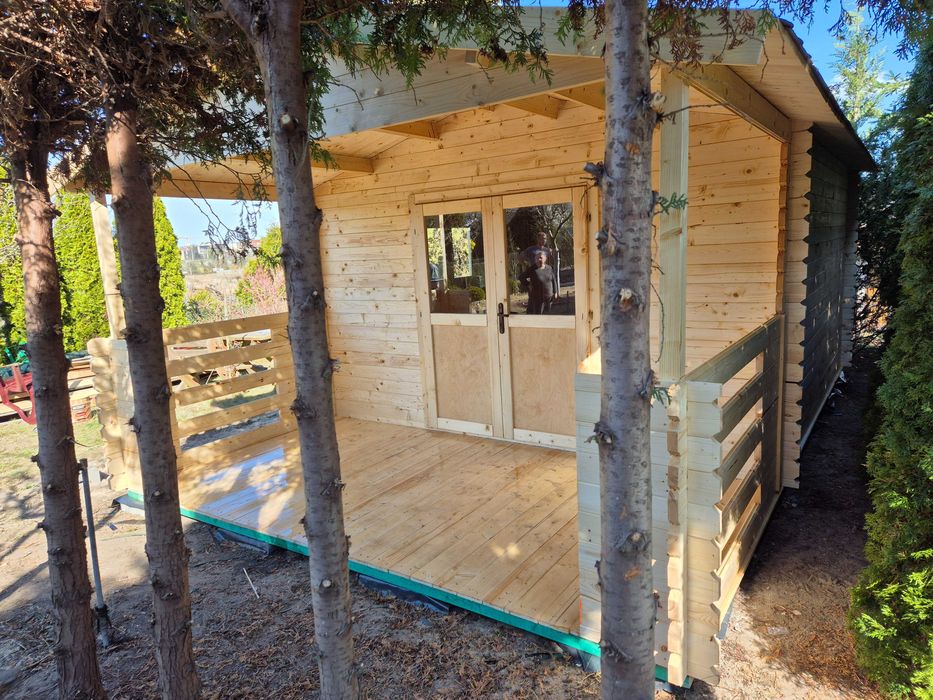 Od RĘKI masywny DREWNIANY domek letniskowy+TARAS*6mx4m*24 m2*ściany 34