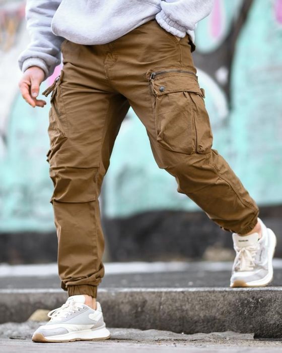 Міські чоловічі  штани карго джогери lenox кайот на резинках з кармана