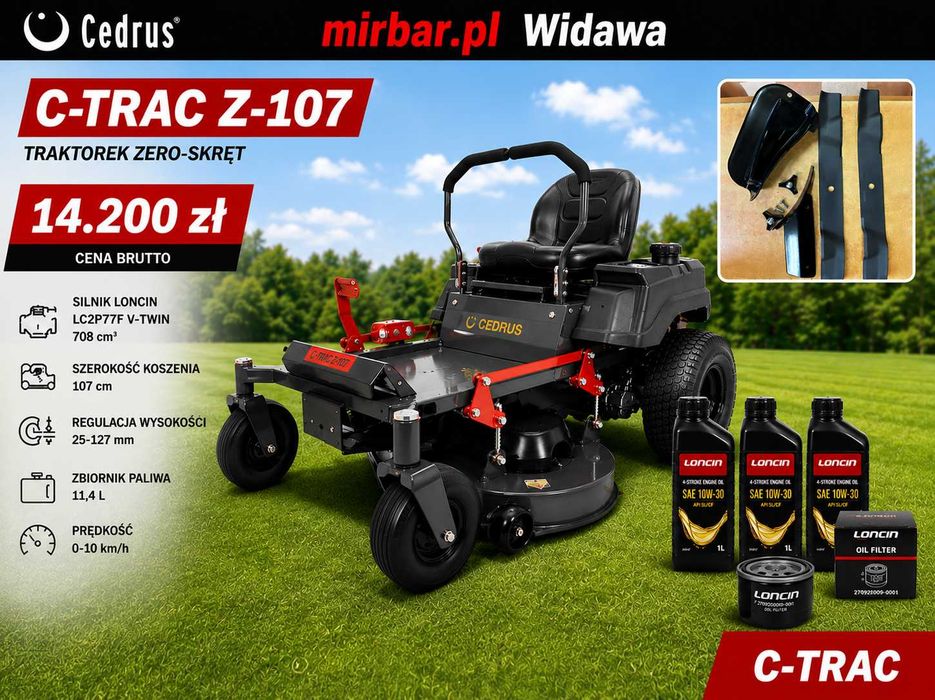 Traktorek Cedrus ZERO-SKRĘT C-TRAC-Z107 Loncin LC2P77F V-TWIN Raty 0% gwarancja 36msc Transport