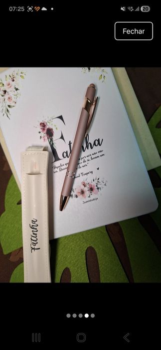 Conjunto caderno e caneta  personalizado "Fatinha"
