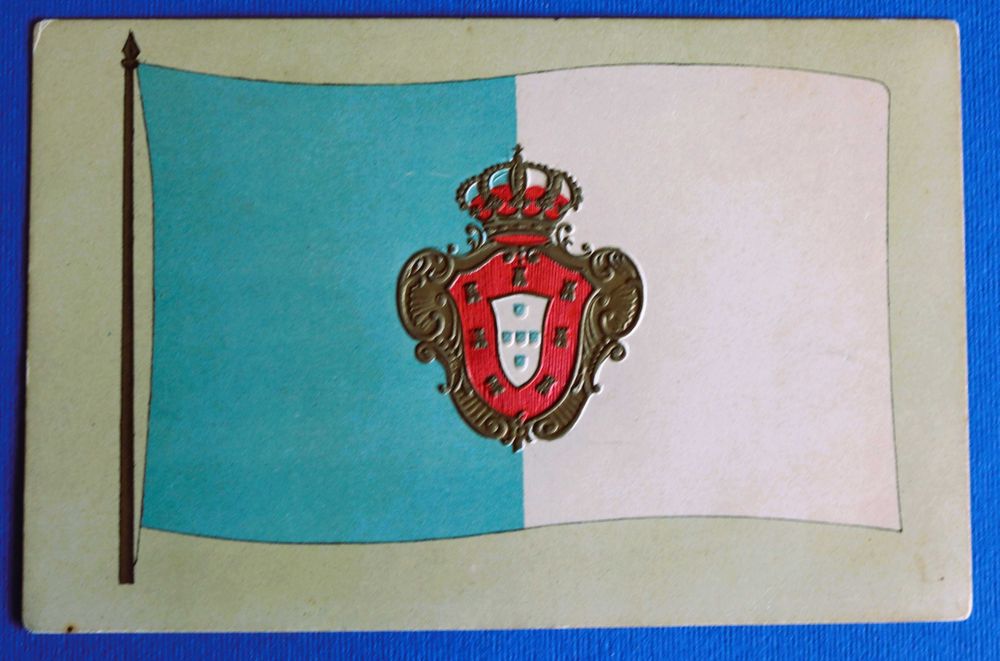 Bandeira Monárquica postal ilustrado cores e relevo (Reserva JMG)