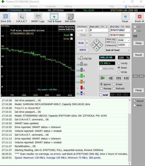 Винчестер жесткий диск 500 Gb Гб SATA3 Seagate ST500DM002 рабочий