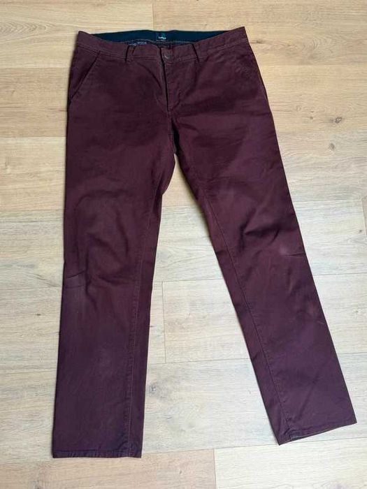 Spodnie Chino Hattric Męskie Bordowe Casual Chinosy Pas 44-45 cm bawełna eleganckie