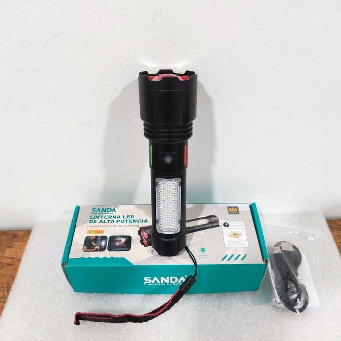 Lanterna Led multifuncional recarregável de alta potência Sanda