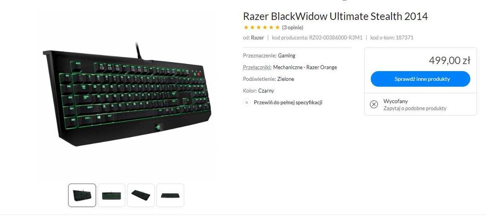 OKAZJA! Klawiatura Razer BlackWidow Ultimate 2014