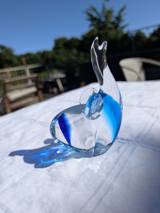 Szklane figurki Delfiny i Rybka | Szkło artystyczne retro Murano style