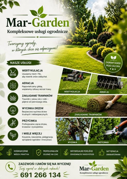 Kompleksowe usługi ogrodnicze , koszenie trawy , przycinanie  drzew krzewów Tui zakładanie trawnika