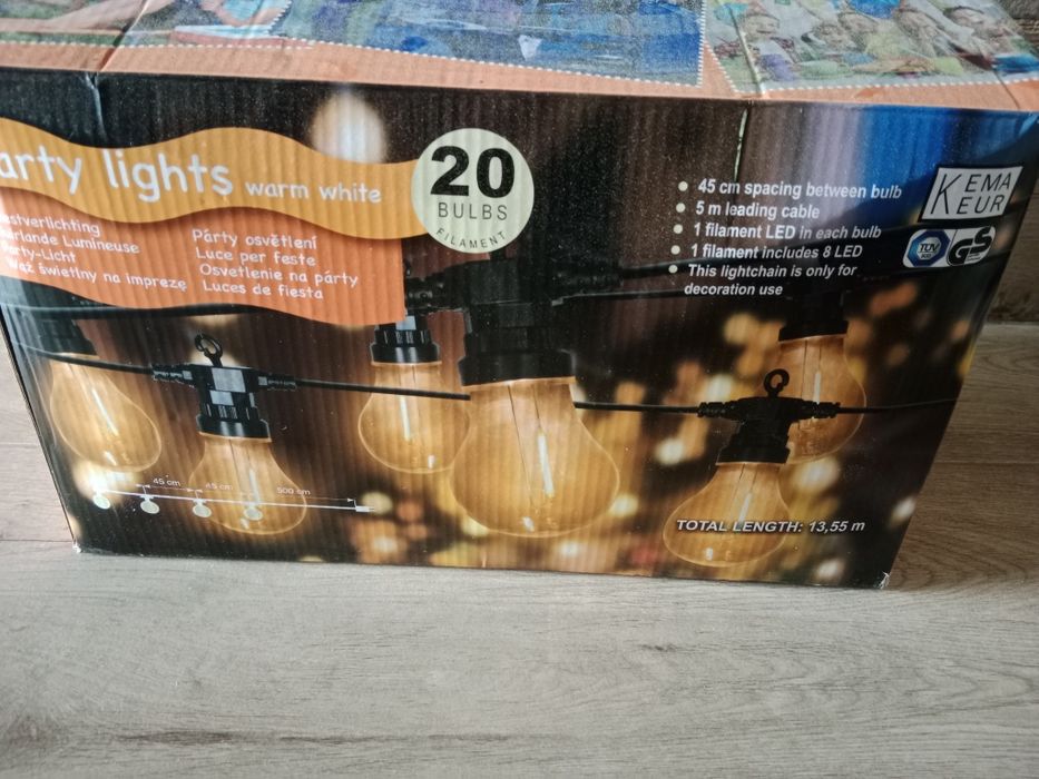 Girlanda łańcuch wąż świetlny żarówki 20 szt zasilanie sieciowe