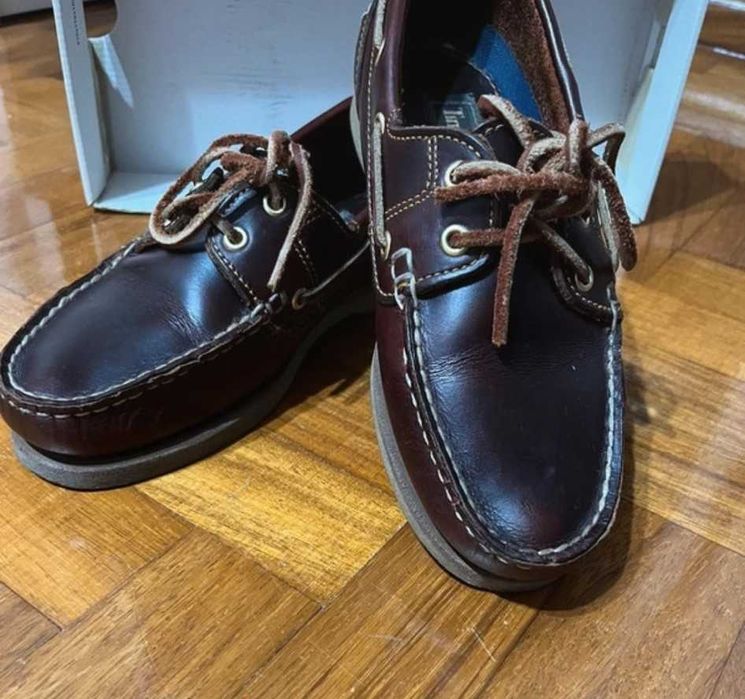 Sapatos de vela em pele castanho escuro Timberland