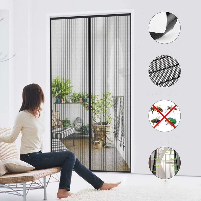 MYCARBON moskitiera magnetyczna do drzwi 80×200 cm czarna