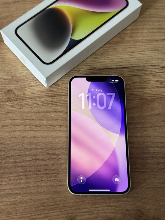 iPhone 14 128GB biały - stan idealny - bateria 84%