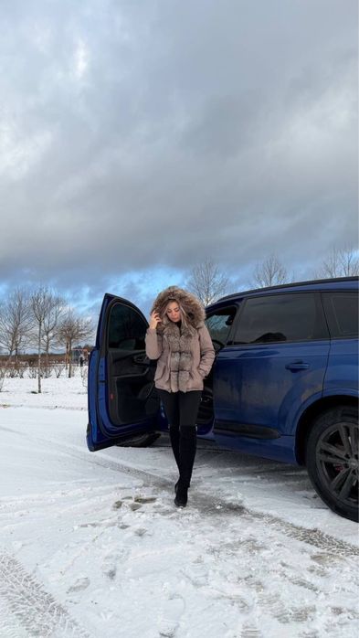 Зимова куртка з песцом, натуральный мех, парка зимняя,пуховик
