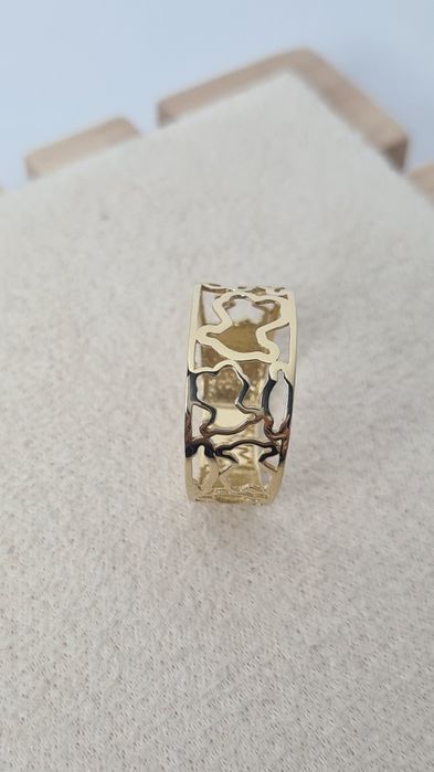 Nowy złoty pierścionek obrączka typu Tous ażurowy gładki misie p. 585