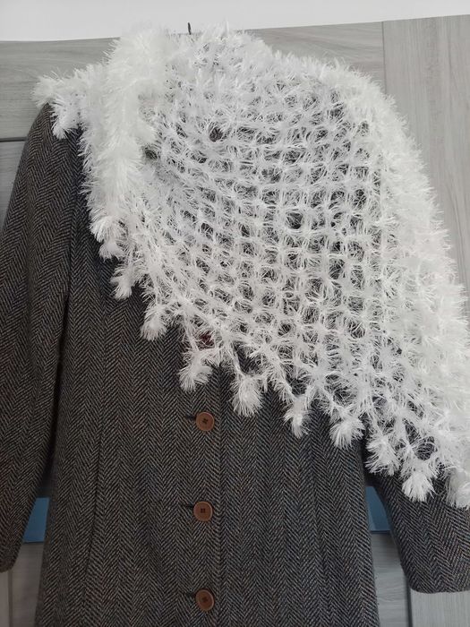 Szal chusta biała hand made ręczna robota