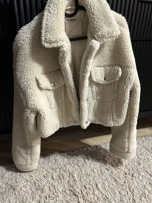 Korzuszek futerko baranek kurtka kremowa rozmiar M damska