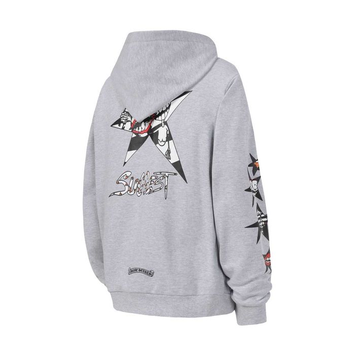 Chrome Hearts Men's Grey and White Hoodie