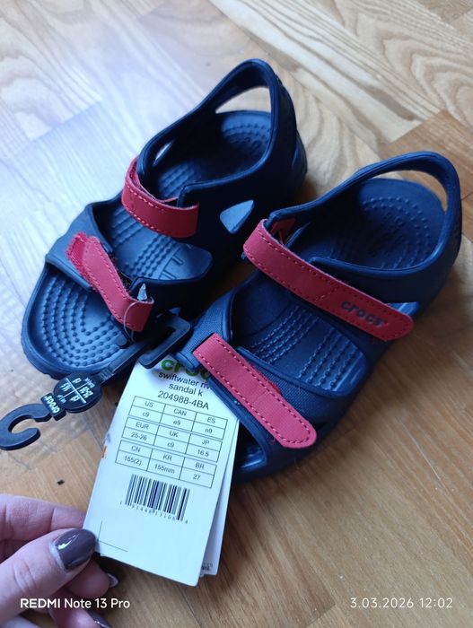 Sandałki crocs unisex 25 26 C9 czerwono granatowe