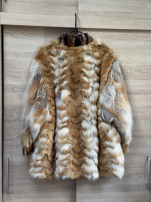 Futro z lisa lis płaszcz futrzany rudy M L slavic girl prl moda polska