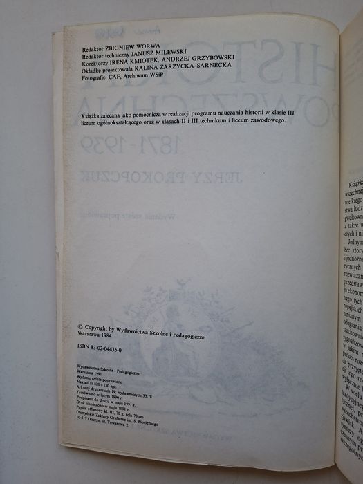 Historia powszechna 1871 - 1939 Jerzy Prokopczuk