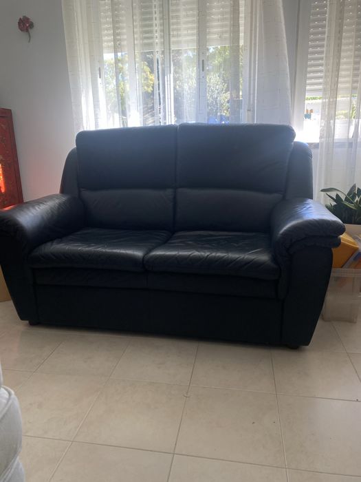 Sofas em pele genuina azul marinho