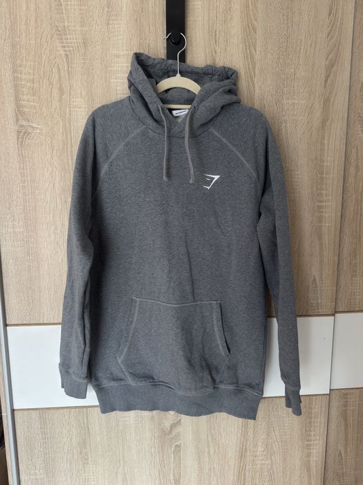 Bluza Gymshark M szara hoodie logowana ciepła haft