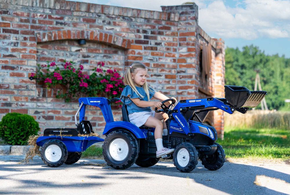OGROMNY ciągnik FALK traktor na pedały NEW HOLLAND 3-7 3090Y KOPARKA