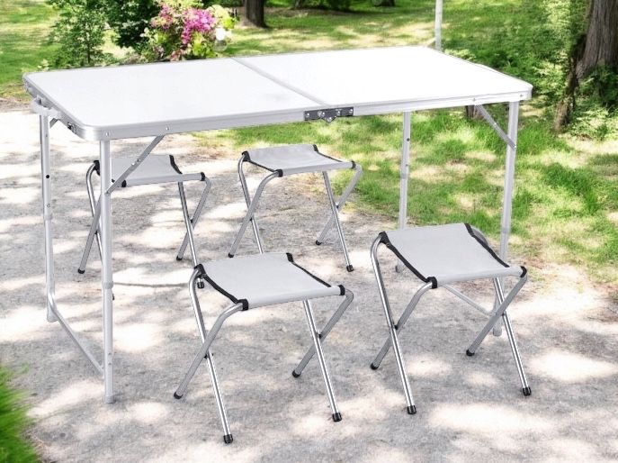 Stół Ogrodowy Campingowy Skladany Rozkładany Turystyczny 120cm Zestaw