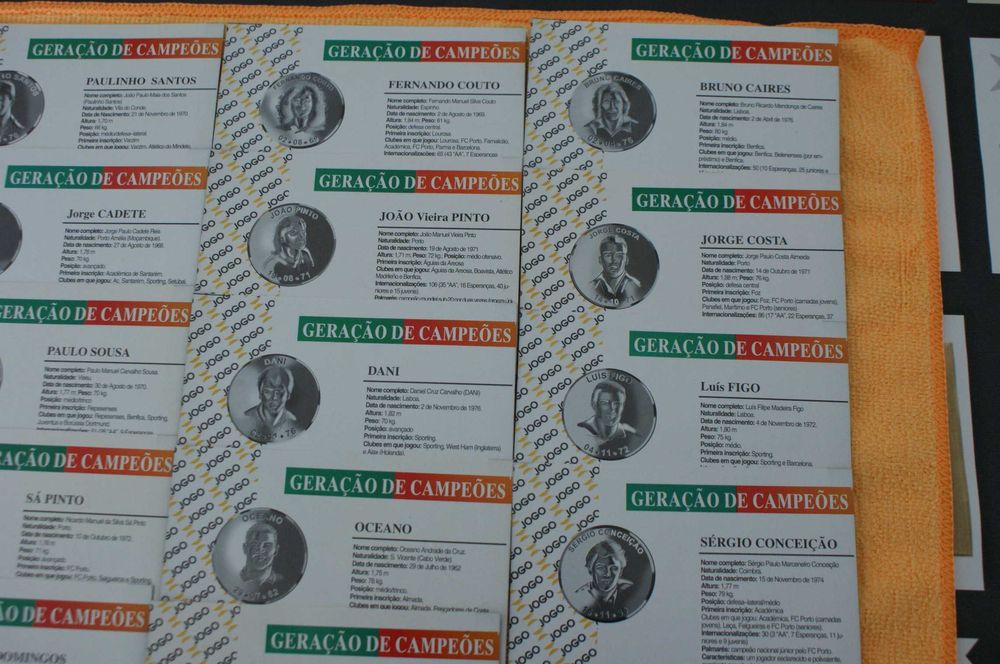 Cartóes biográficos colecção Geração de Campeões jornal "A Bola"