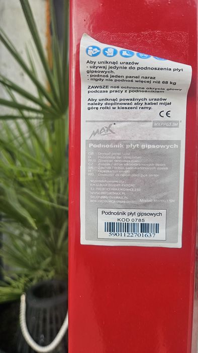 Podnośnik do płyt kartonowo-gipsowych