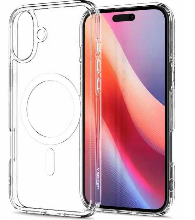 Etui Spigen do iPhone 16, do MagSafe plecki case z osłoną przycisku + szkło