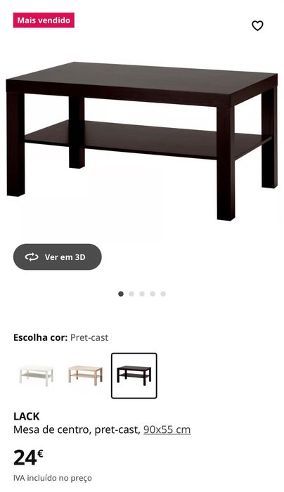 LACK - Mesa de centro, preta/castanha 90x55 cm