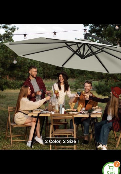 Large 3.5m Cantileverr Patio Parasol with Crank – UV Protection
