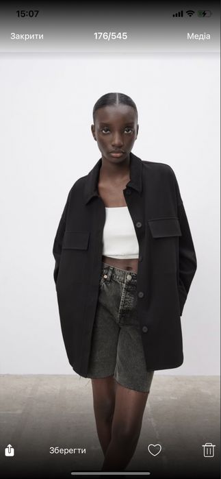 Оверсайз куртка рубашка zara розмір xs